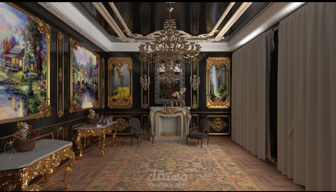 تصميم صالة على الطراز الكلاسيكي