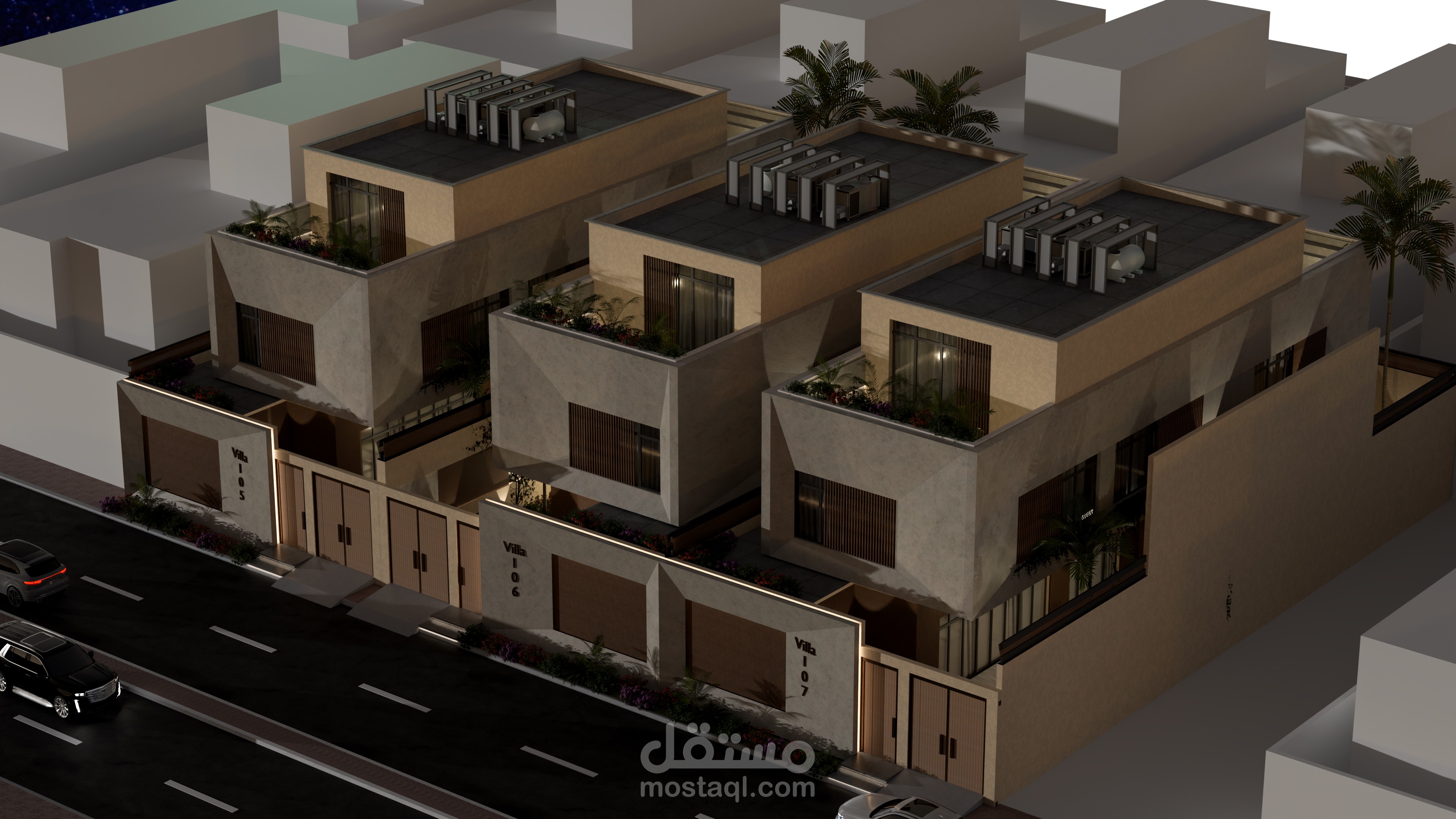 تصميم لثلاث فلل سكنية