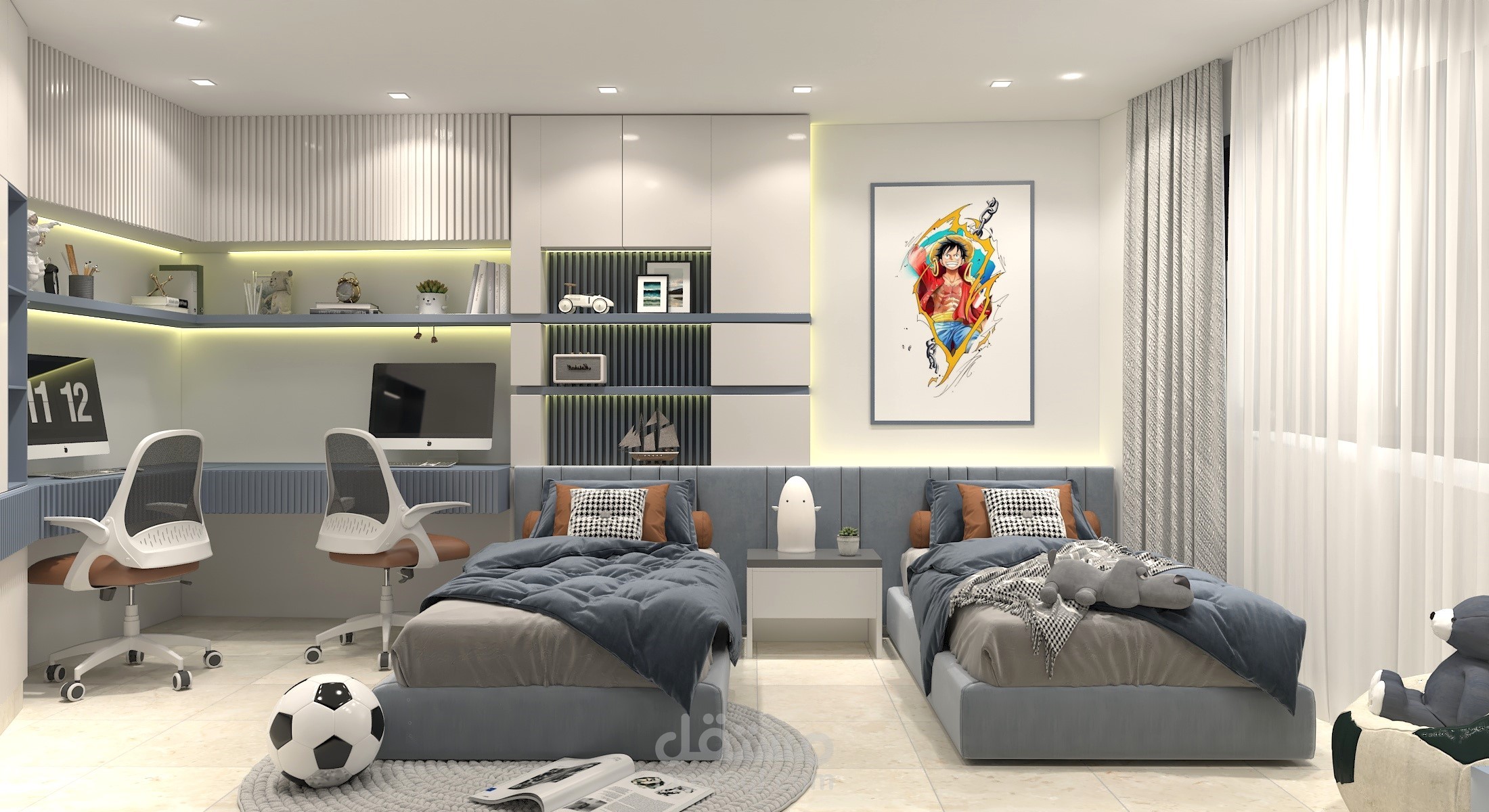 غرفة نوم مشتركة لطفلين