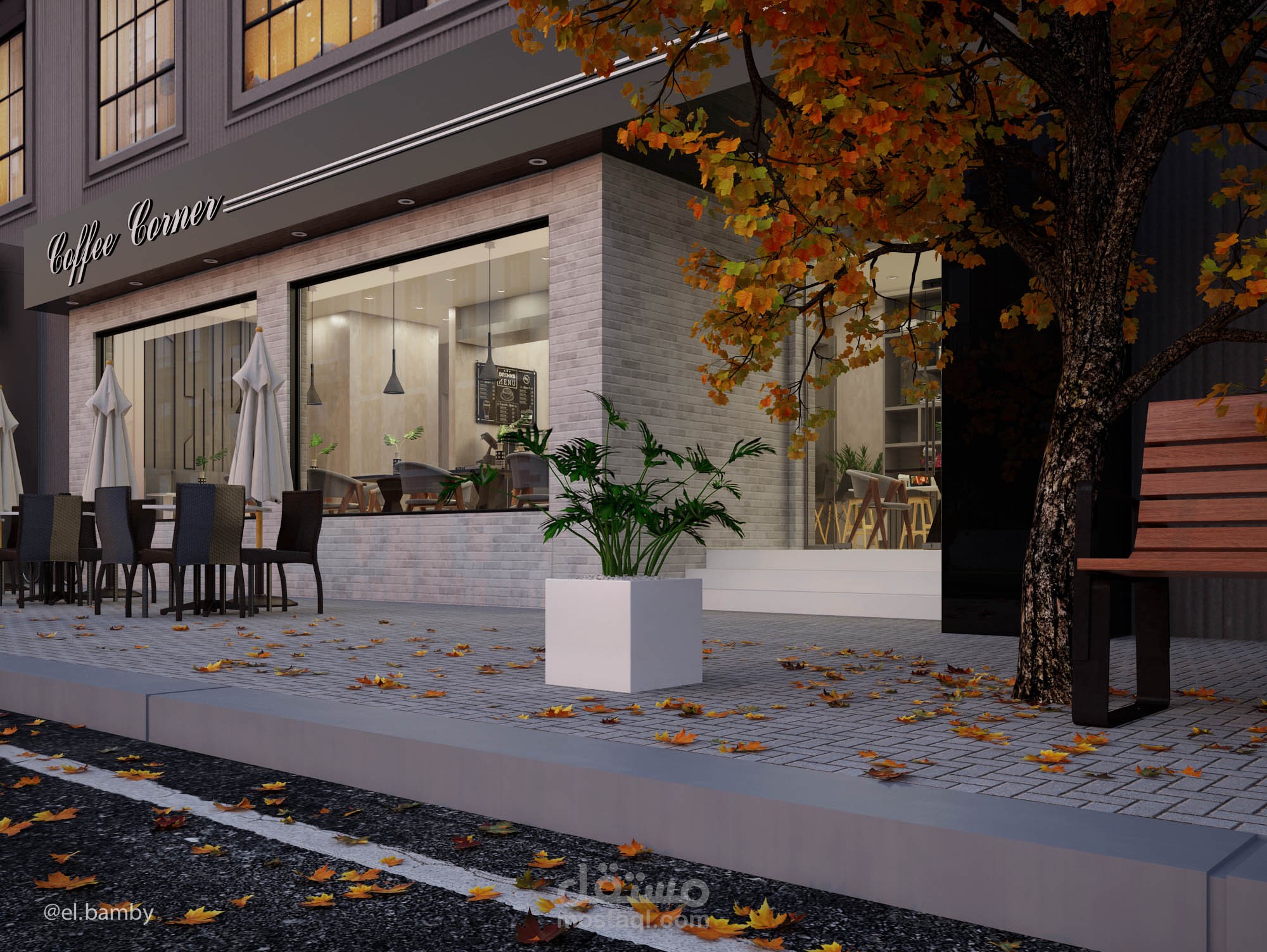 تصميم واجهة كافيه Coffee Shop