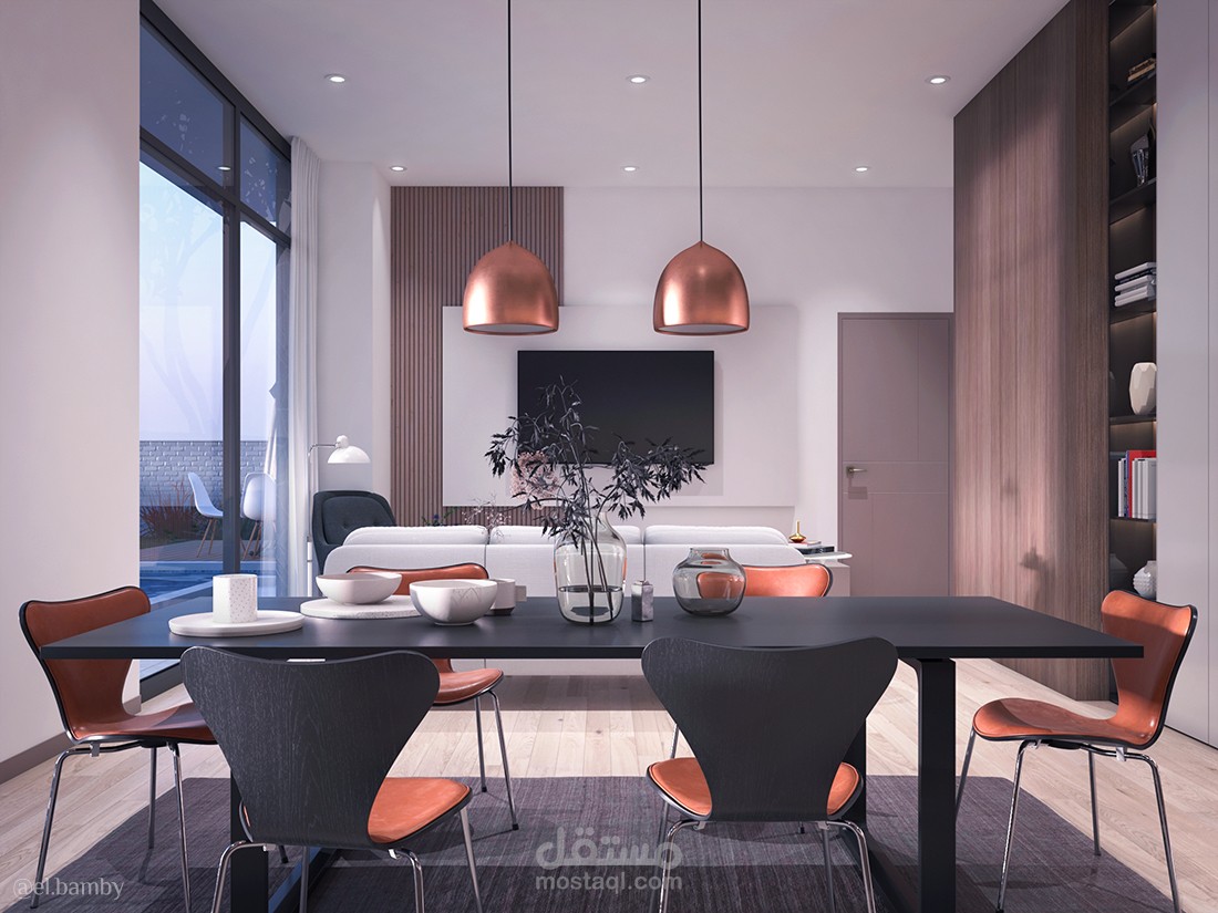 تصميم داخلي صالة وغرفة طعام Living and dinning room