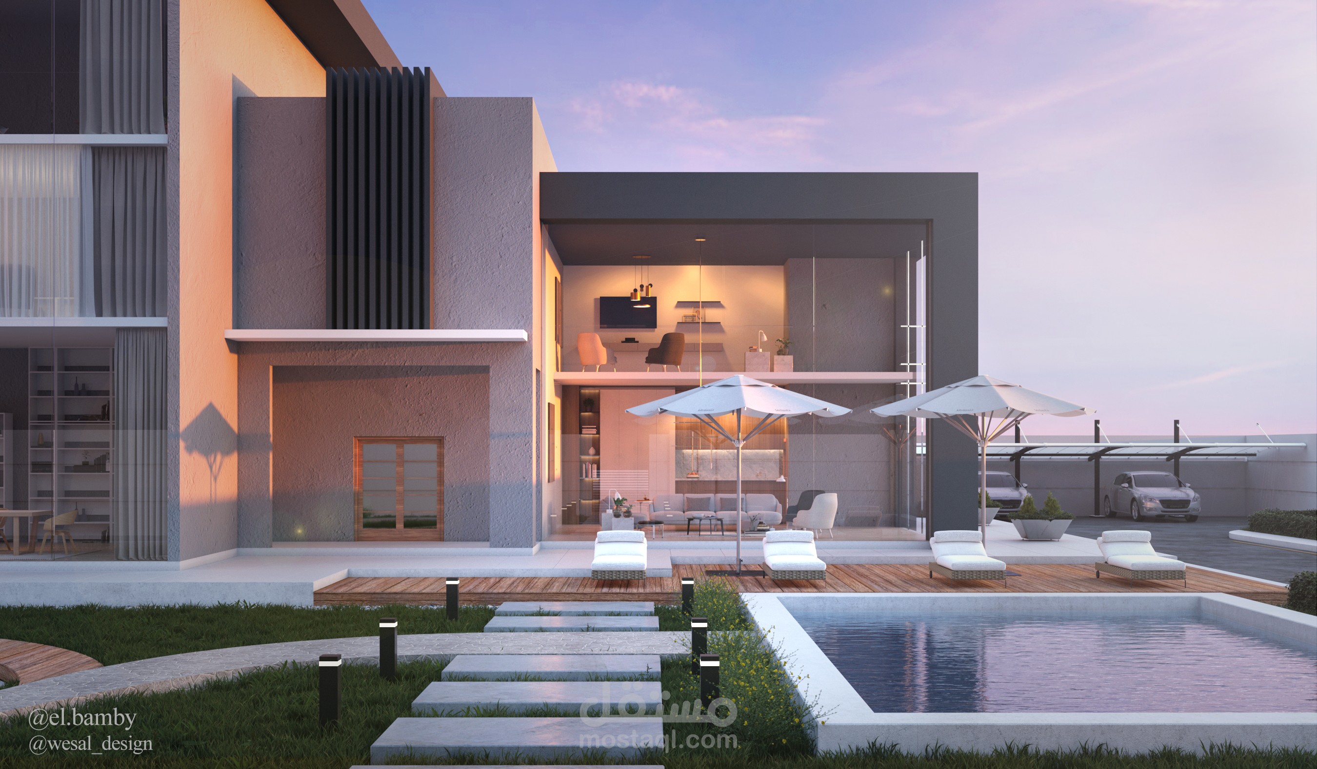 تصميم واجهة ولاندسكيب Exterior and landscape design