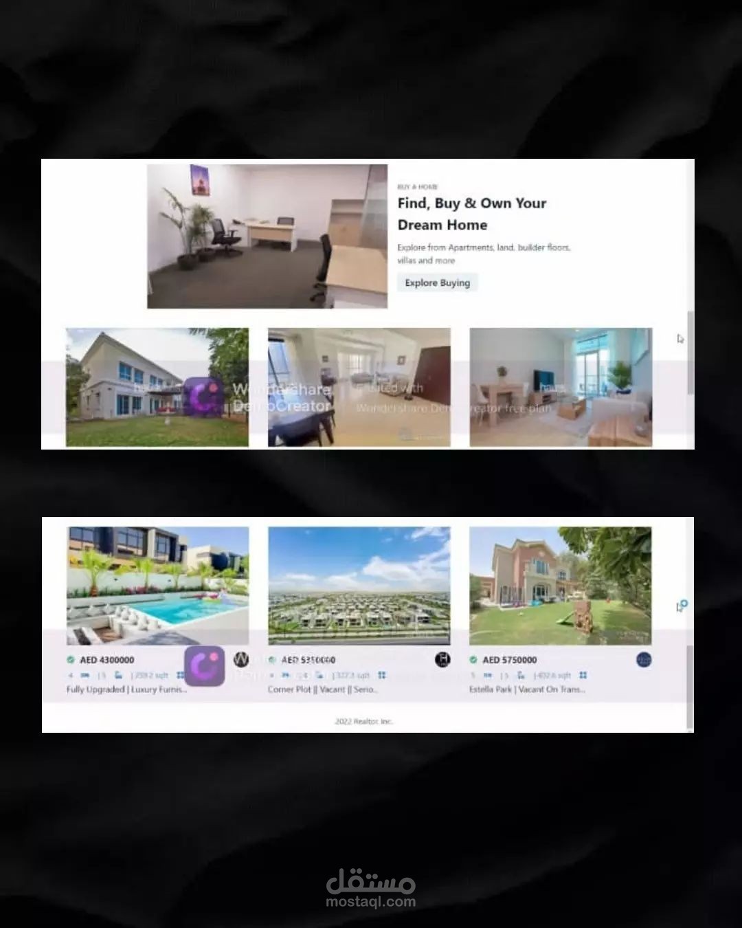 موقع إلكتروني لبيع وتأجير العقارات / realestate app
