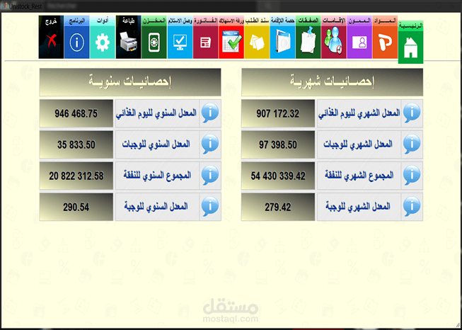 برنامج متكامل لتسيير مخزون المطاعم الحكومية مثل الجامعات و المدارس و كل المطاعم التابعة للحكومة