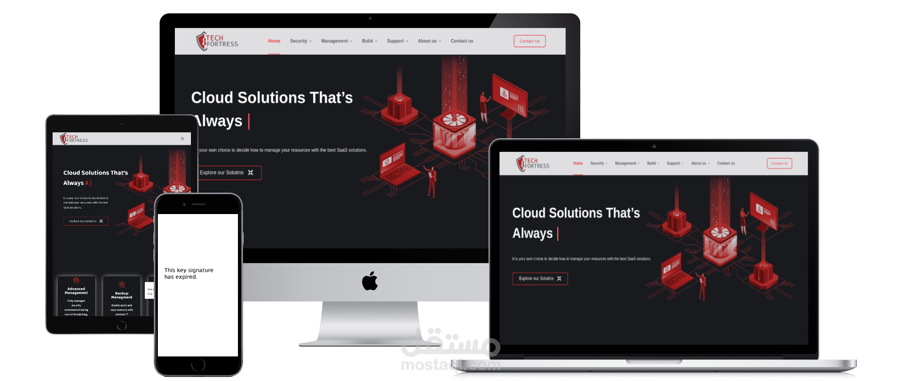 موقع تعريفي لشركة متخصصة بتطبيقات  بالأمن السيبراني بدبي TECHFORTRESS