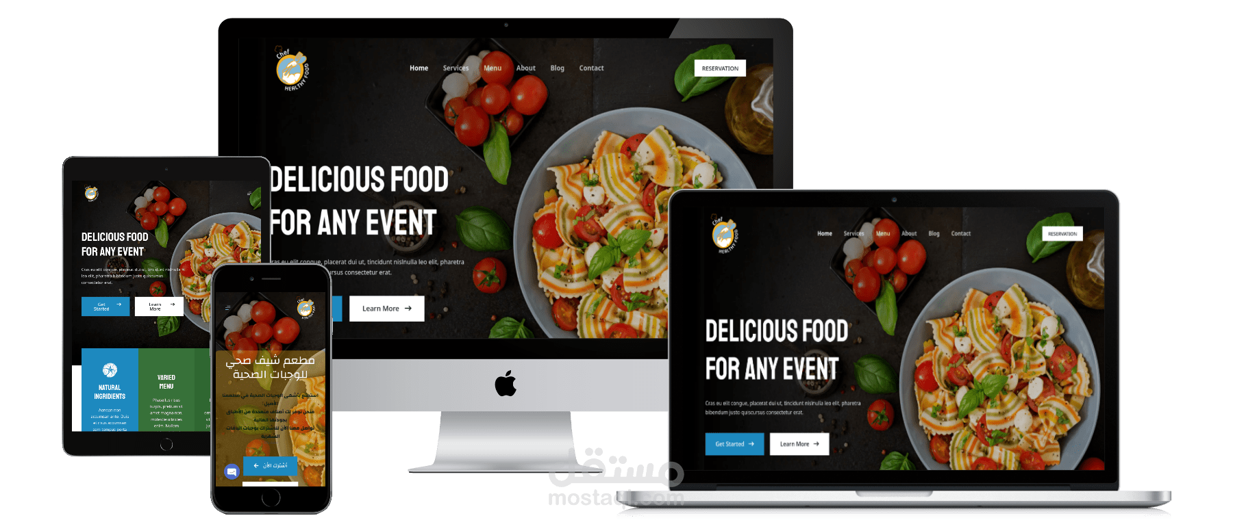 Portfolio website for a healthy Food Restaurant in Saudi Arabia