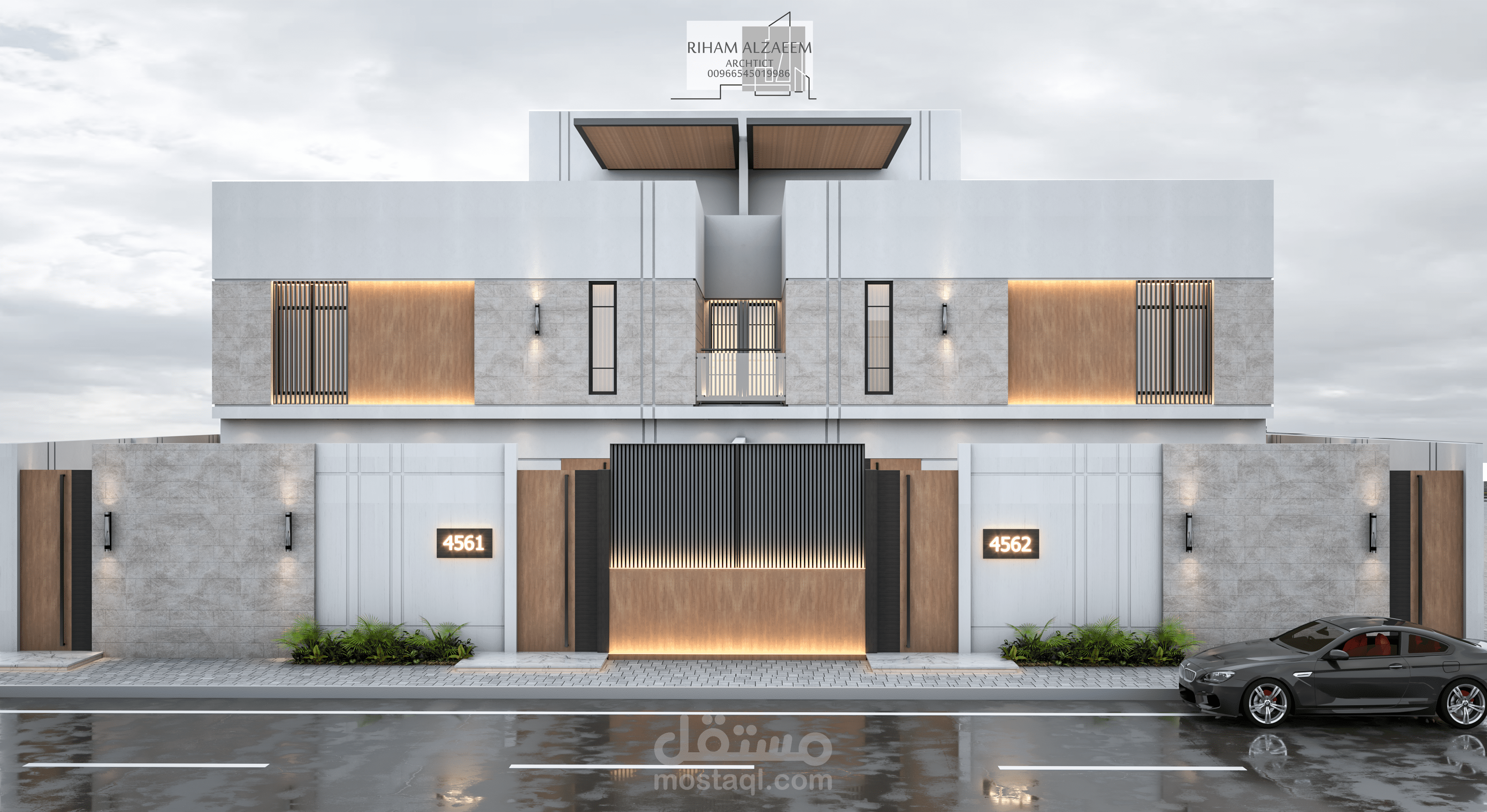 تصميم فلل دوبلكس متلاصقة بطراز حديث