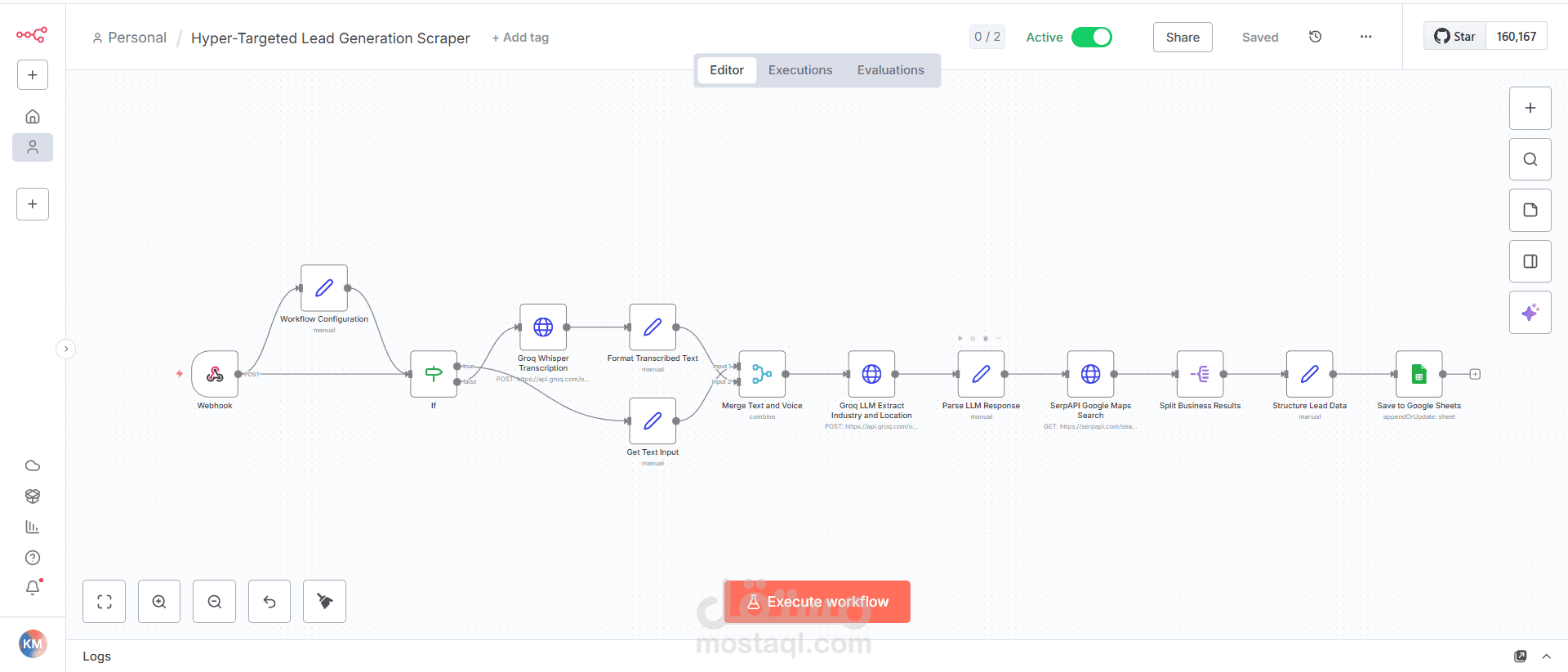 نظام آلي لاستخراج العملاء المستهدفين من خرائط جوجل عبر n8n (من تليجرام/واتساب إلى Google Sheets)