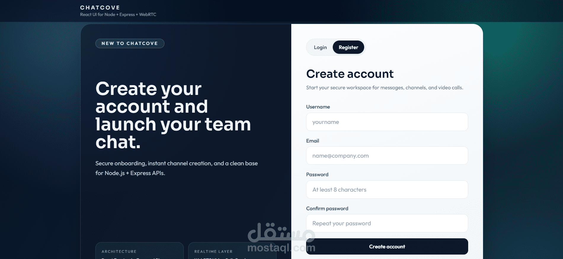 منصة تواصل فوري ومكالمات فيديو احترافية باستخدام React وNode.js وWebRTC