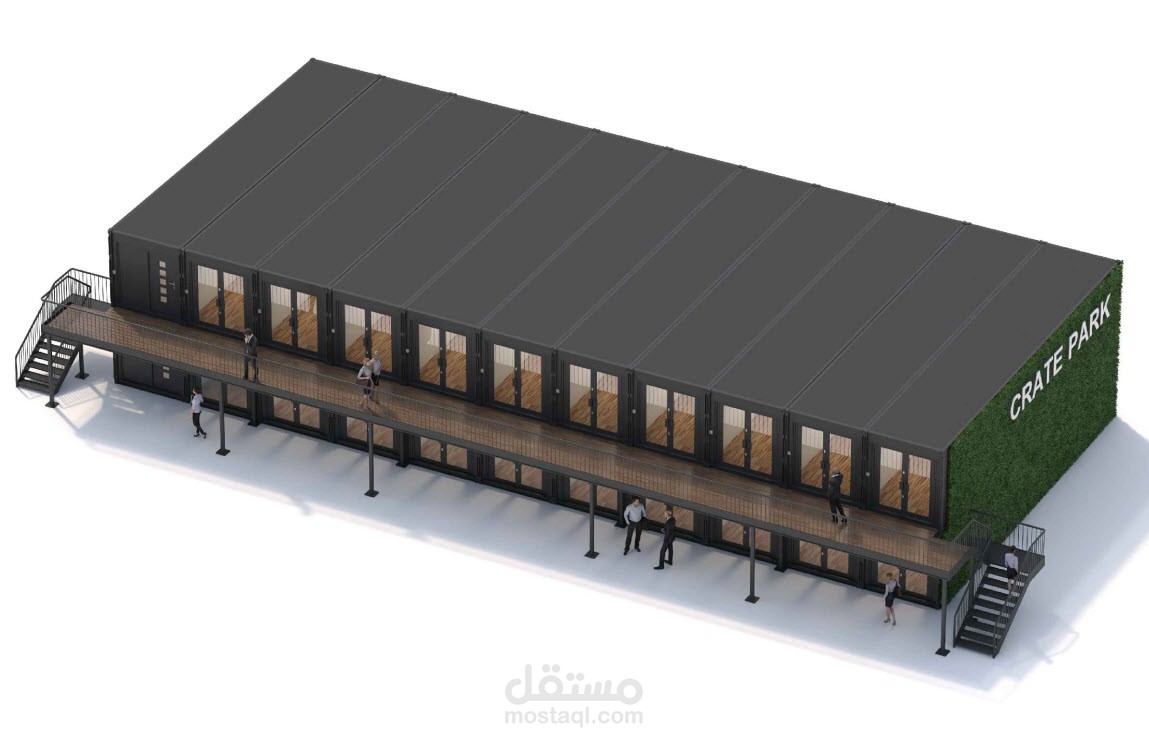 تصميم ممر الممشى الحديدي مع الدرج الهيكلي.