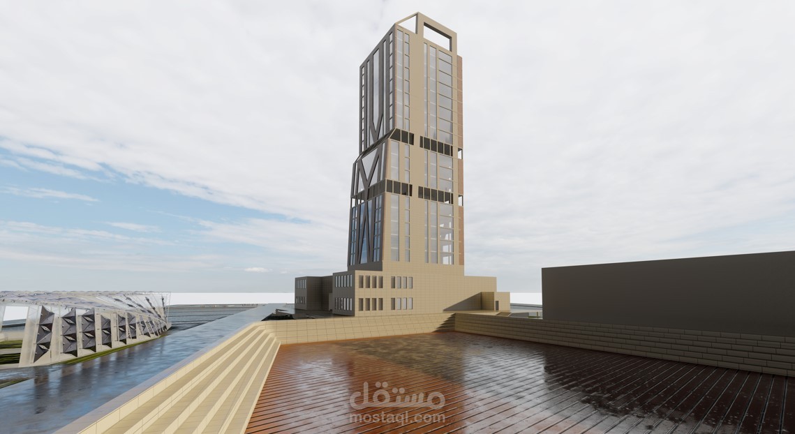 تصميم و رسم مساقط معمارية لبرج إداري