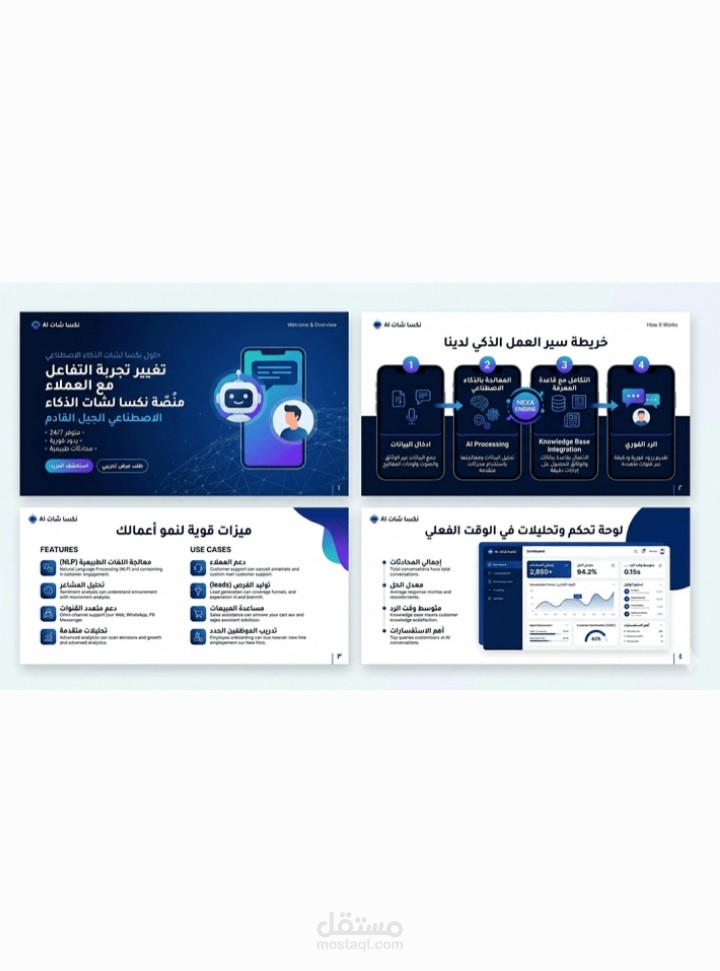 شات بوت ذكي لخدمة العملاء والمساعد الافتراضي (AI Chatbot System)