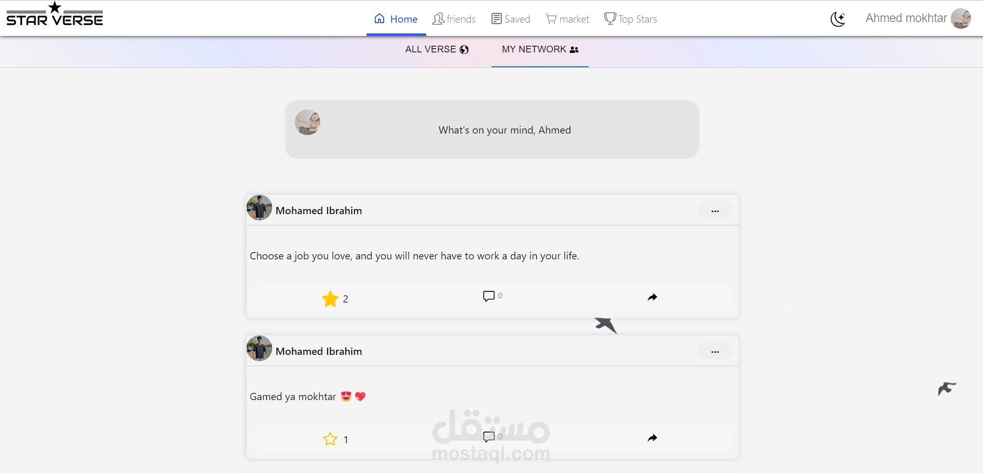 StarVerse ( Social Media Web App )