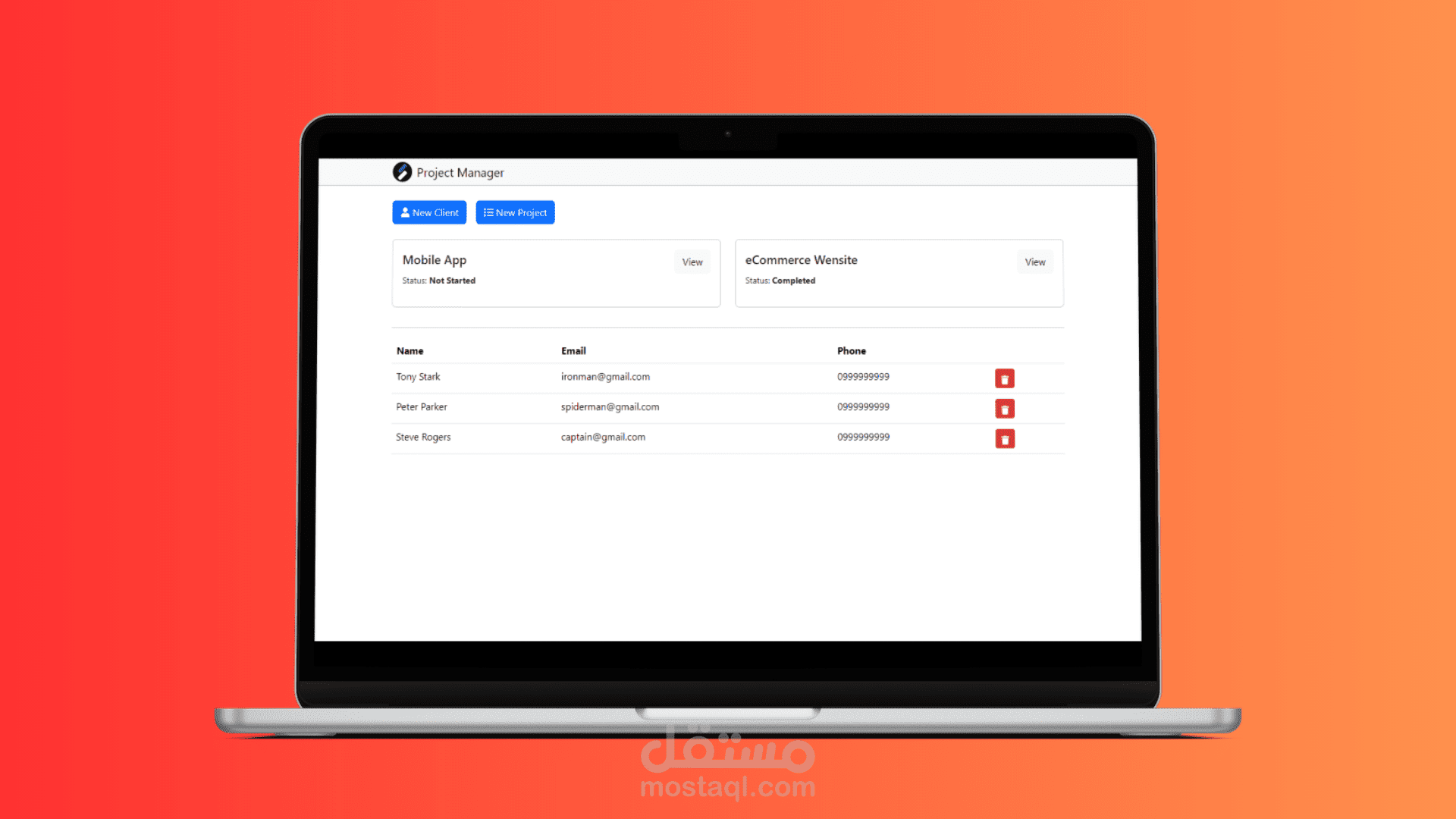 Projects Management Web App