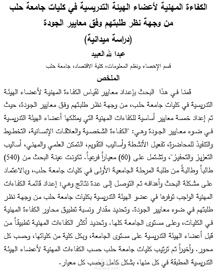 قياس الكفاءة امهنية لإعضاء الهيئة التدريسية