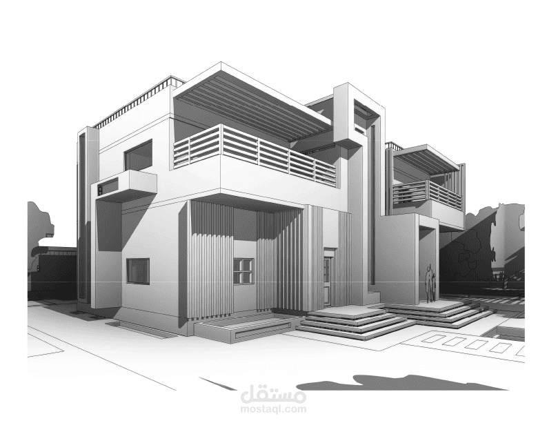 تصميم فيلا باستخدام الريفيت