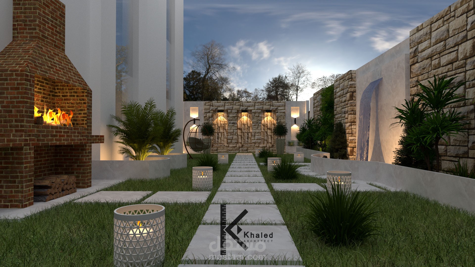 تصميم حديقة فيلا بأبوظبي