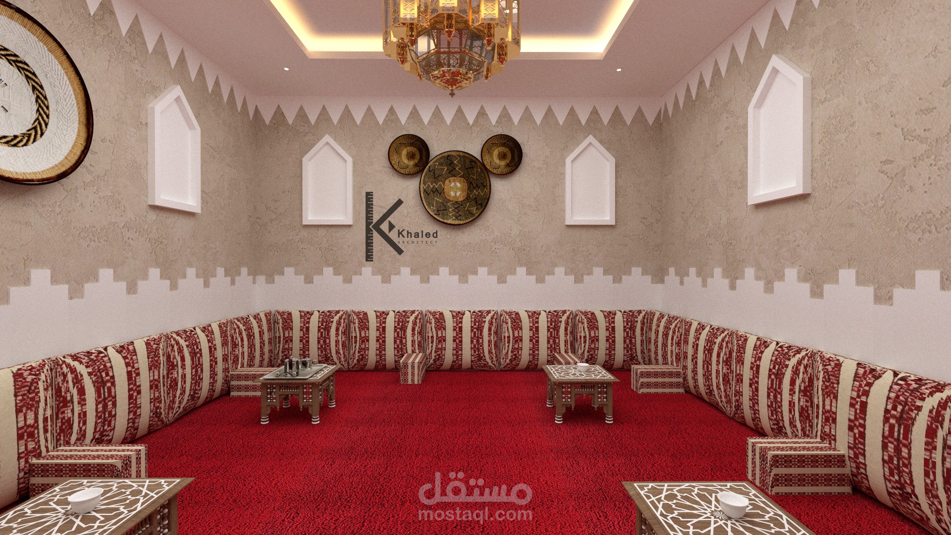 تصميم داخلي لمشب على الطراز النجدي التراثي