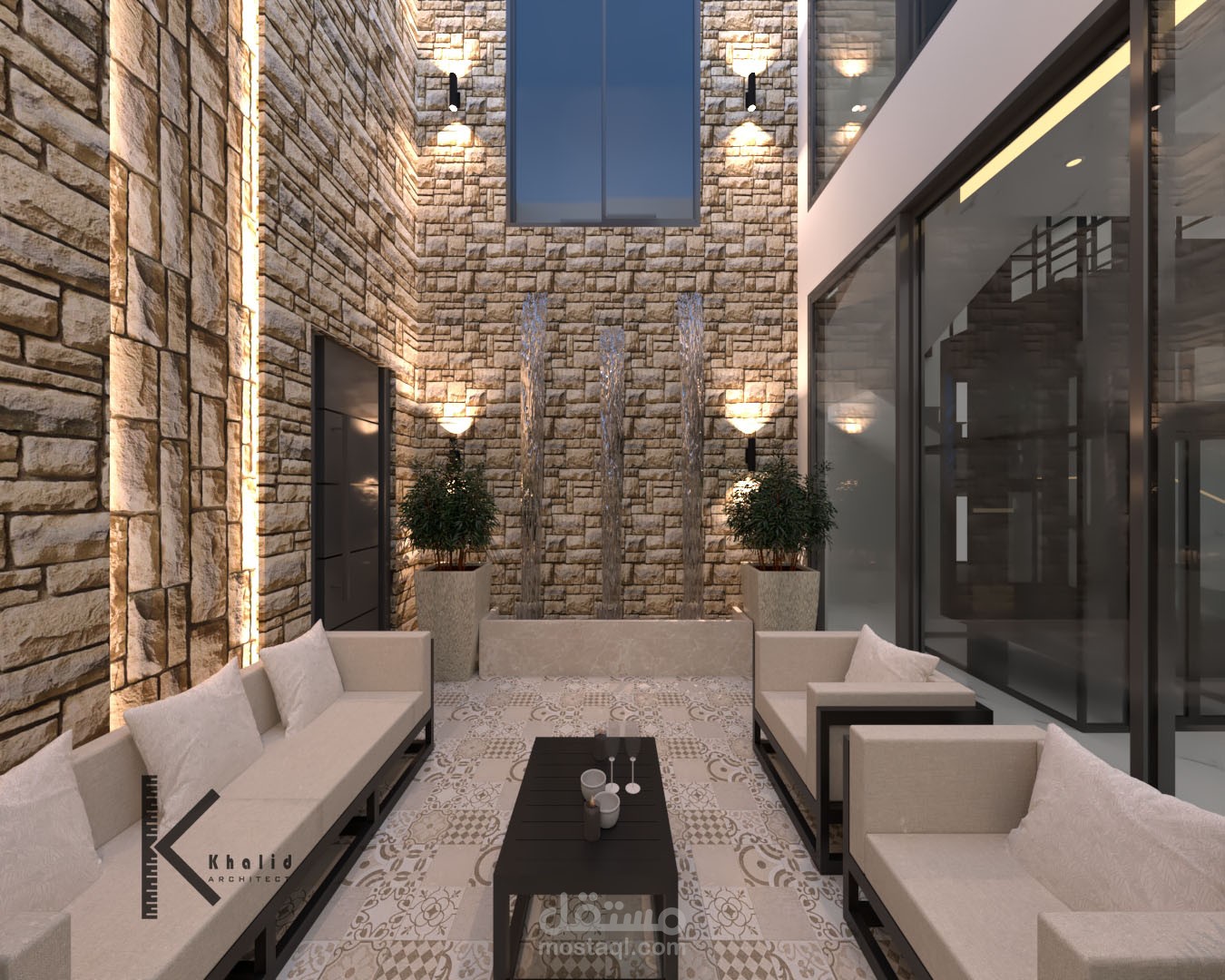 تصميم حديقه داخليه بفيلا