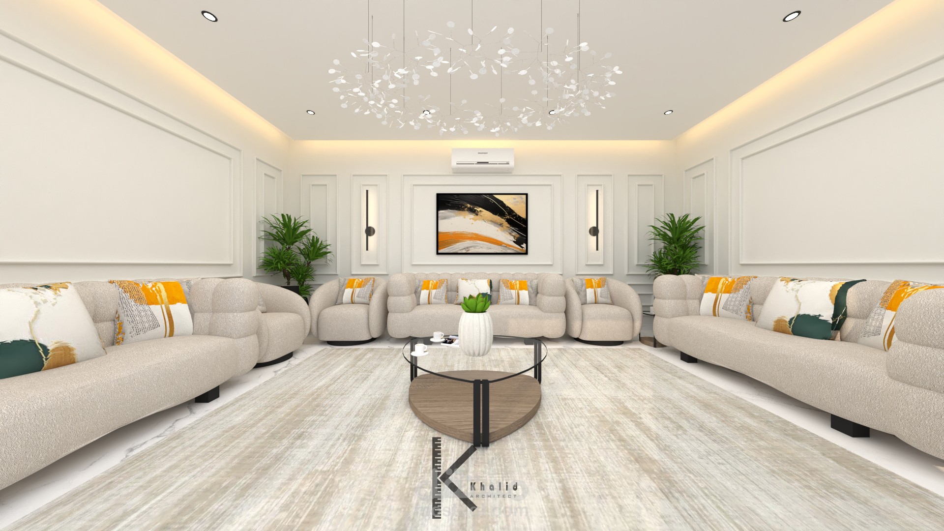 صاله عائليه طراز نيو كلاسيك