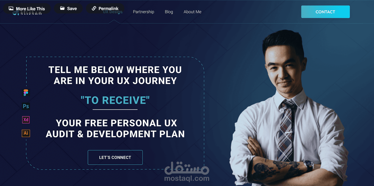موقع شخصي لمصمم UI/UX ديناميكي - React Js