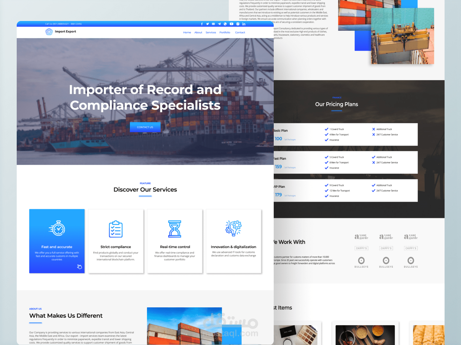 Import/Export Landing Page
