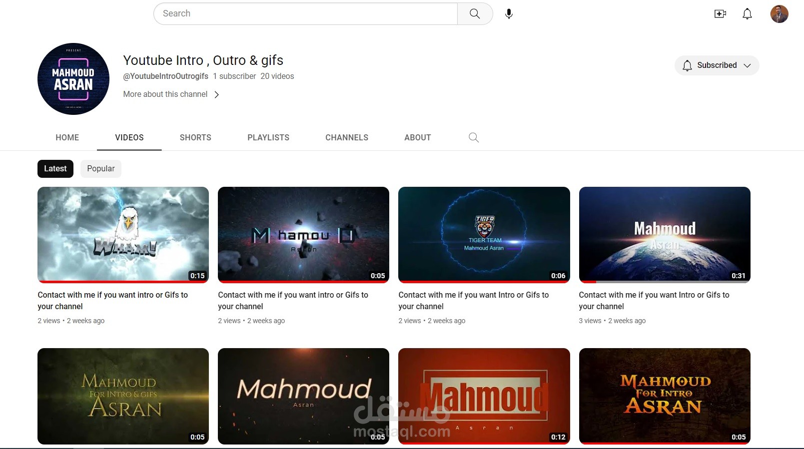 intro & outro youtube vedio