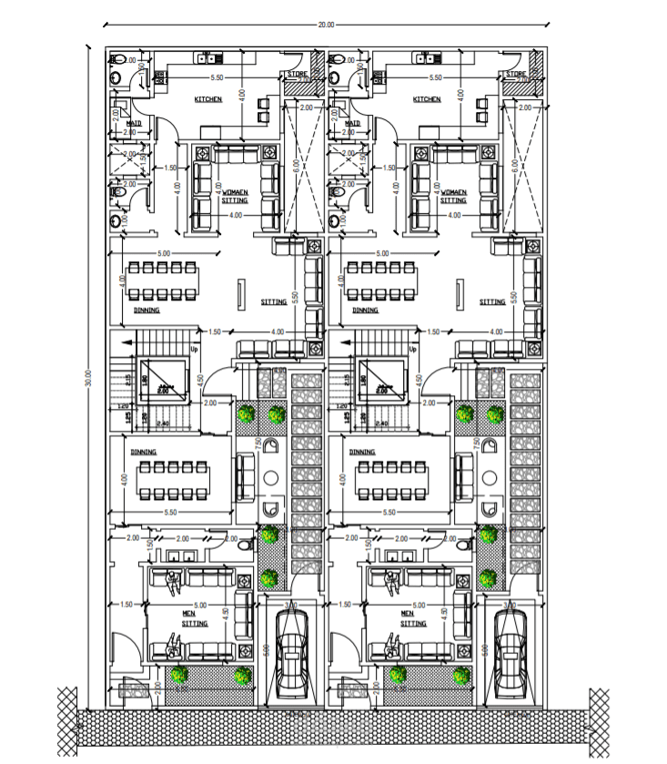 تصميم مخططات فلتين متجاورتين بأبو حنيفة