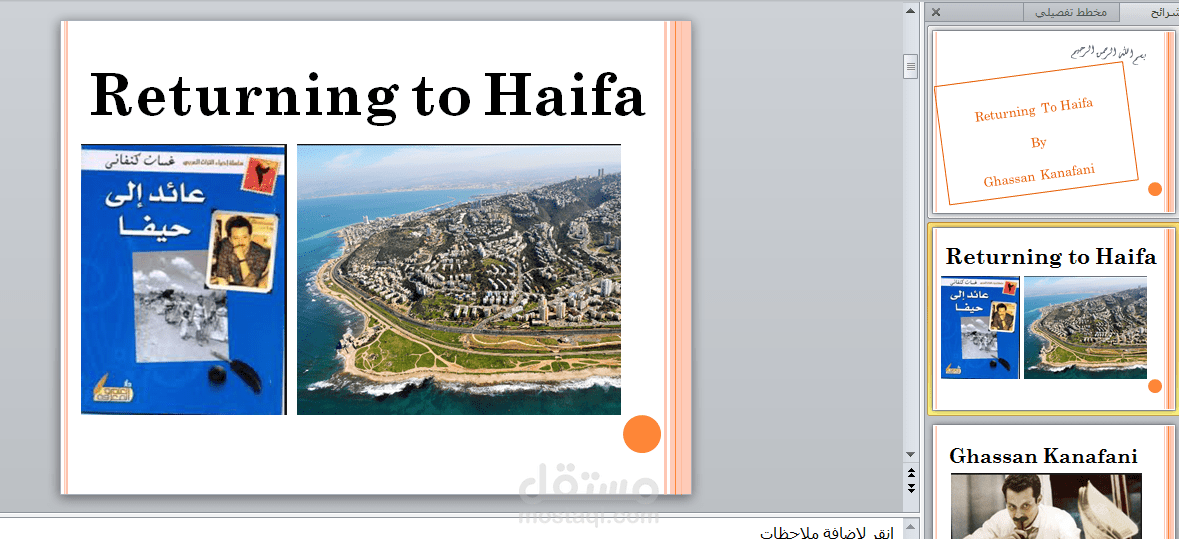 عرض تقديمي لمسرحية عائد إلى حيفا للكاتب غسان كنفاني