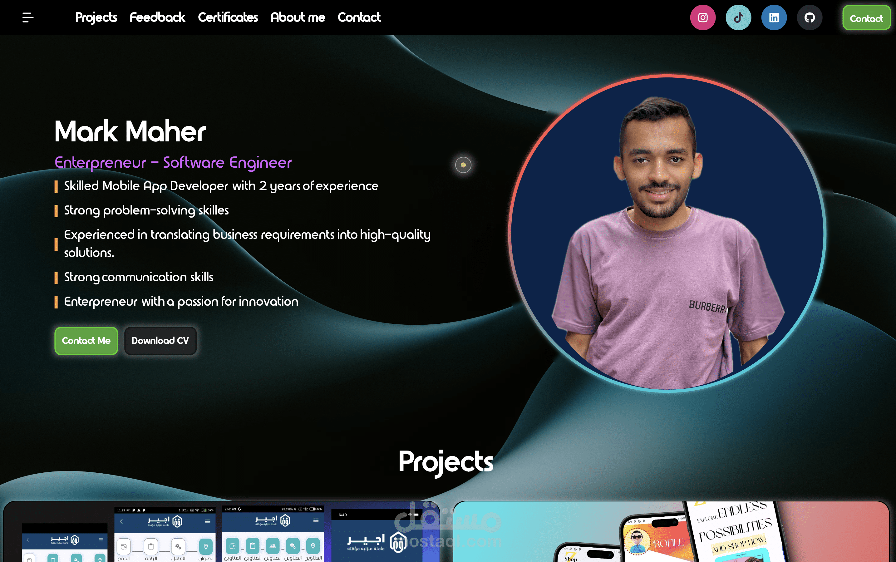 برمجة موقع تعريفي شخصي بتصميم عصري