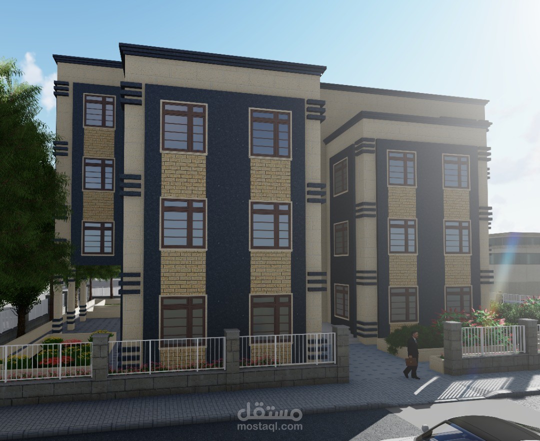 تصميم 3DSMAX لمبنى مكاتب تجارية وهندسية