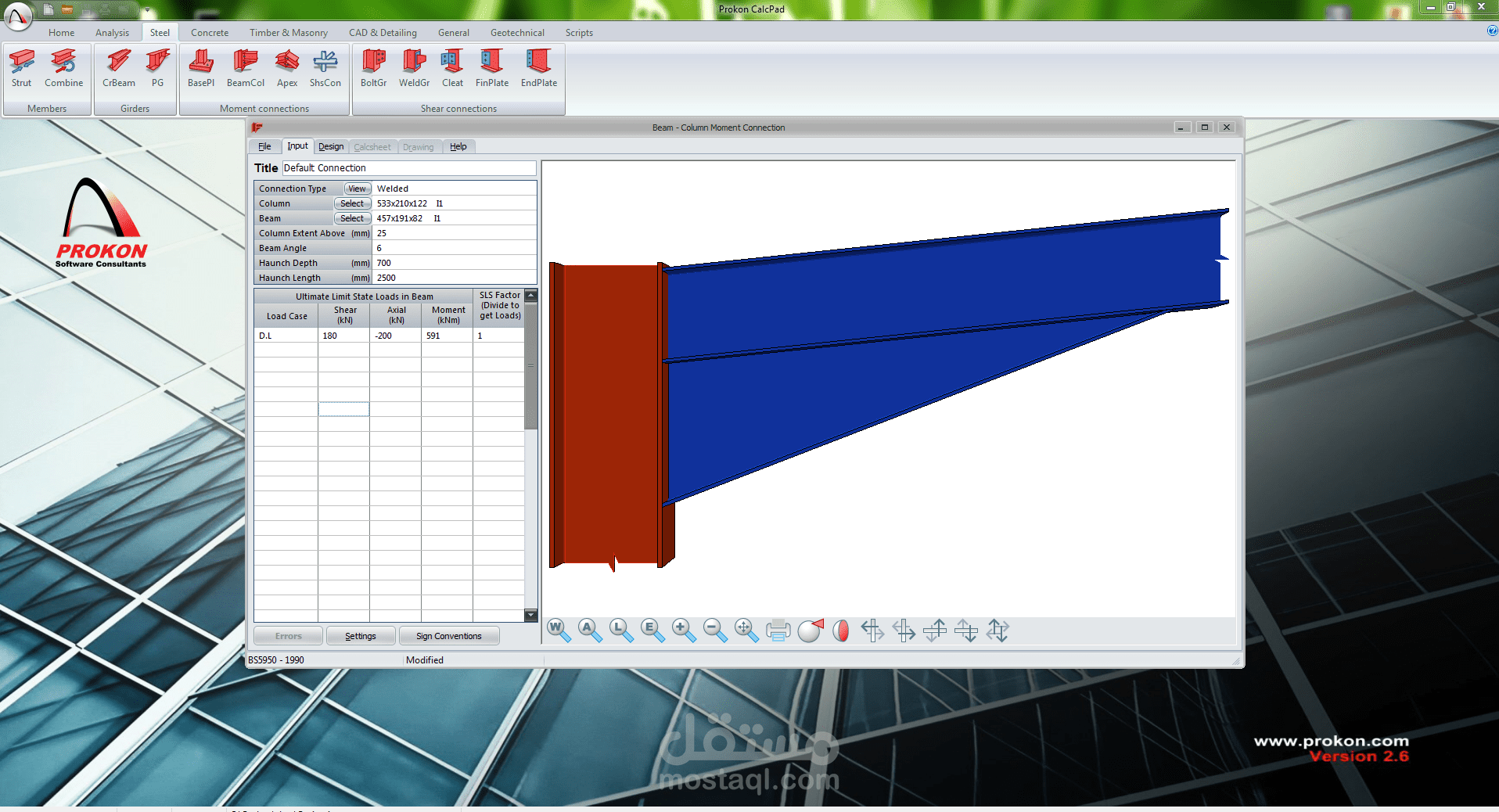 Design of Eaves Haunch By Program PROKON 3D modelling.
