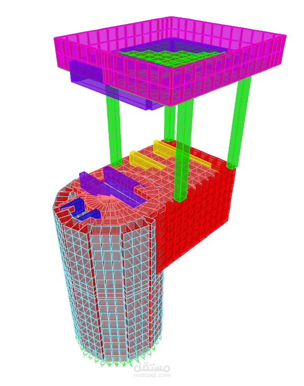 تصميم بياره مع غرفه صمامات واعلاها عنبر التحكم باستخدام برنامج SAP 2000.