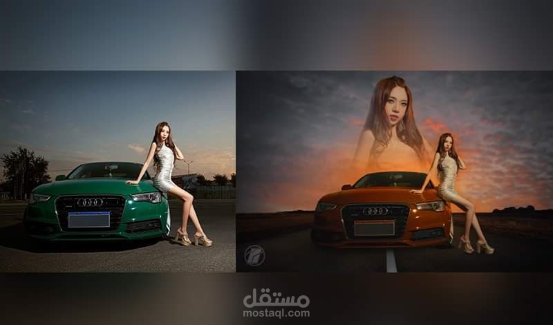 تعديل على صورة فتاة مع السيارة