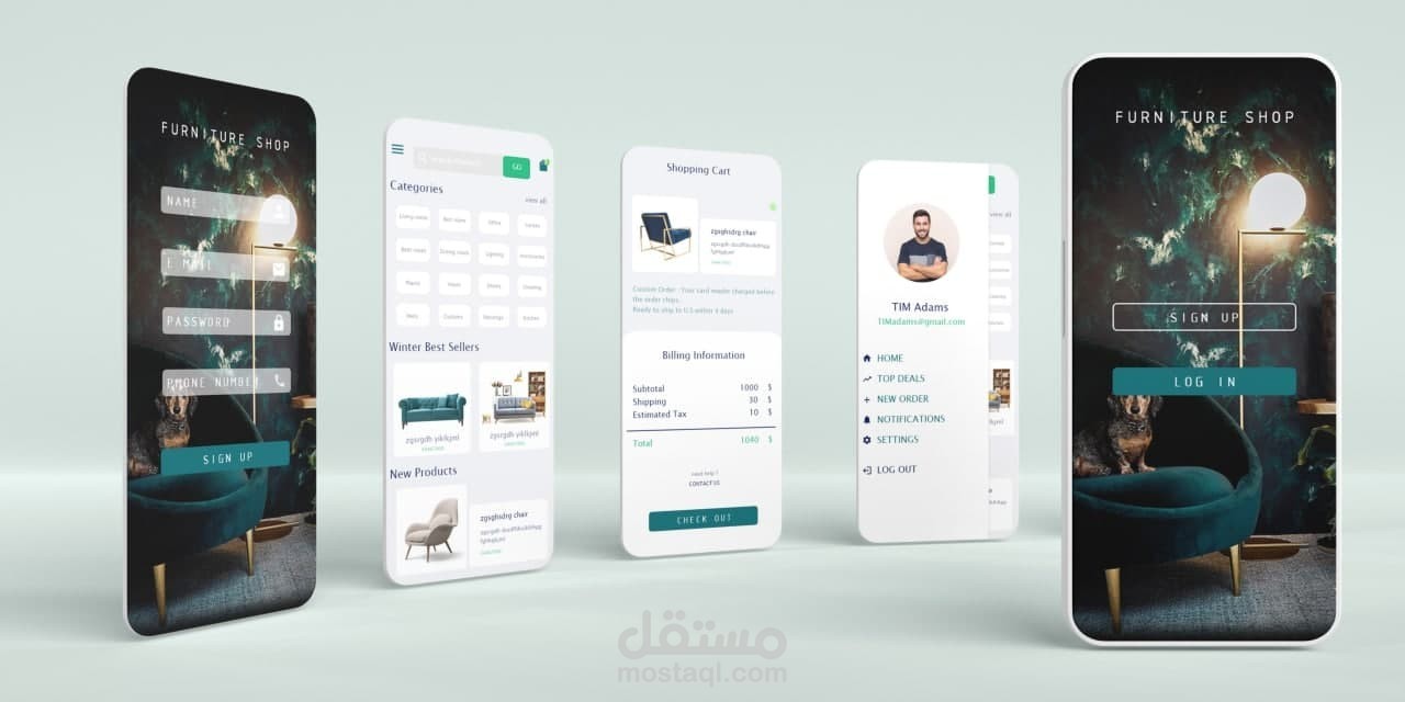 تطبيق لعرض وتسوق المفروشات.