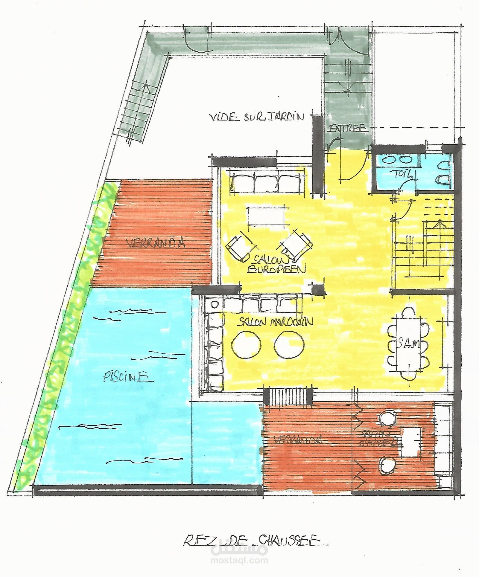 فيلا سكنية من طابقين و قبو و مسبح