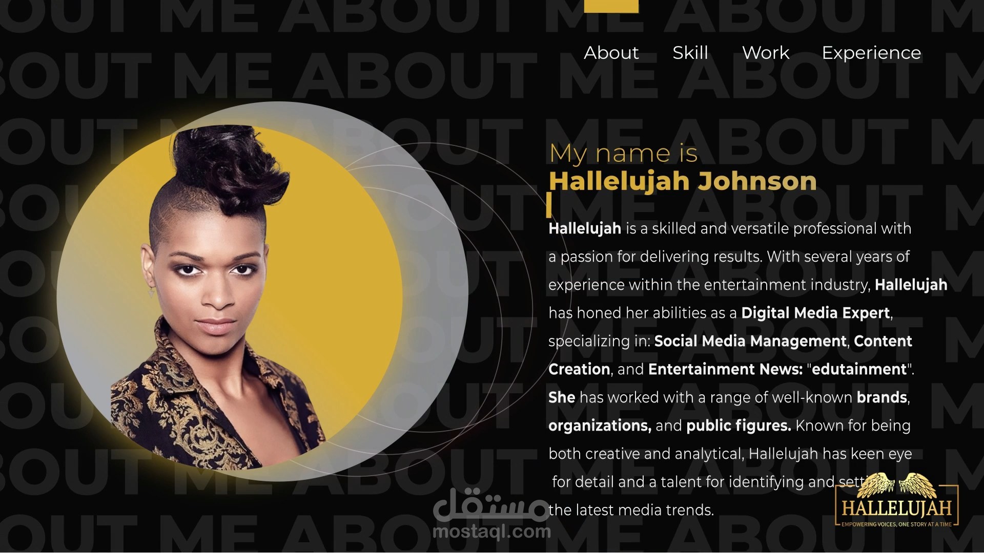 العميل: HALLE JOHNSON - تصميم الفيديو التقديمى لاعمال الممثلة والمذيعة الامريكية هالي جونسون
