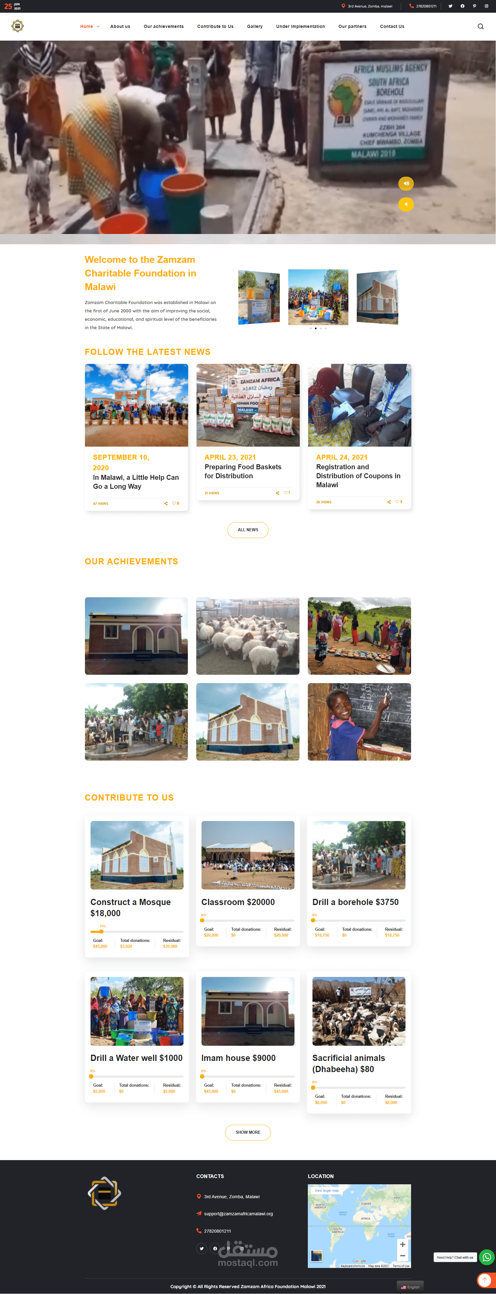 قمت بانشاء موقع لمؤسسة زمزم الخيريه