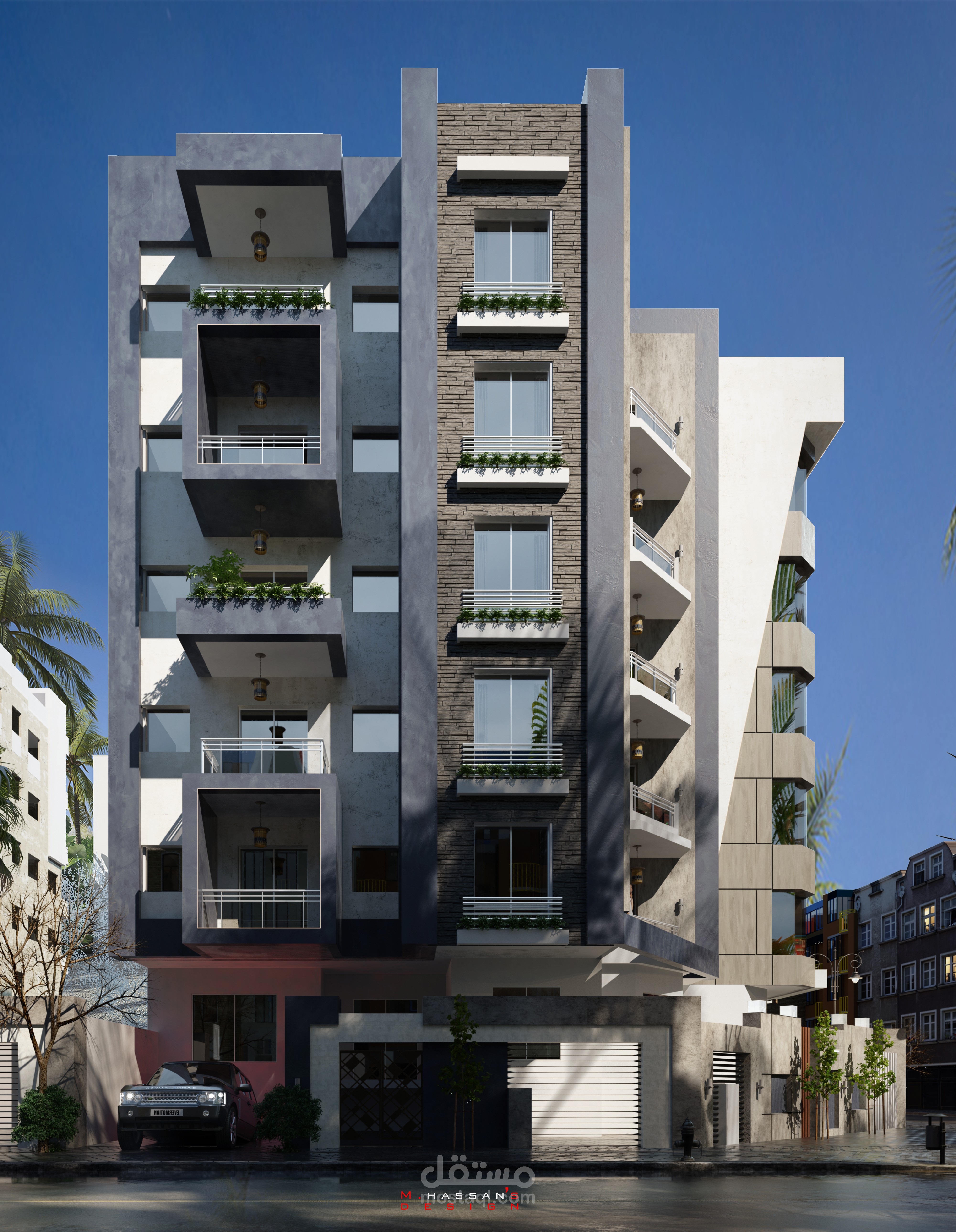 تصميم مبنى سكني مودرن