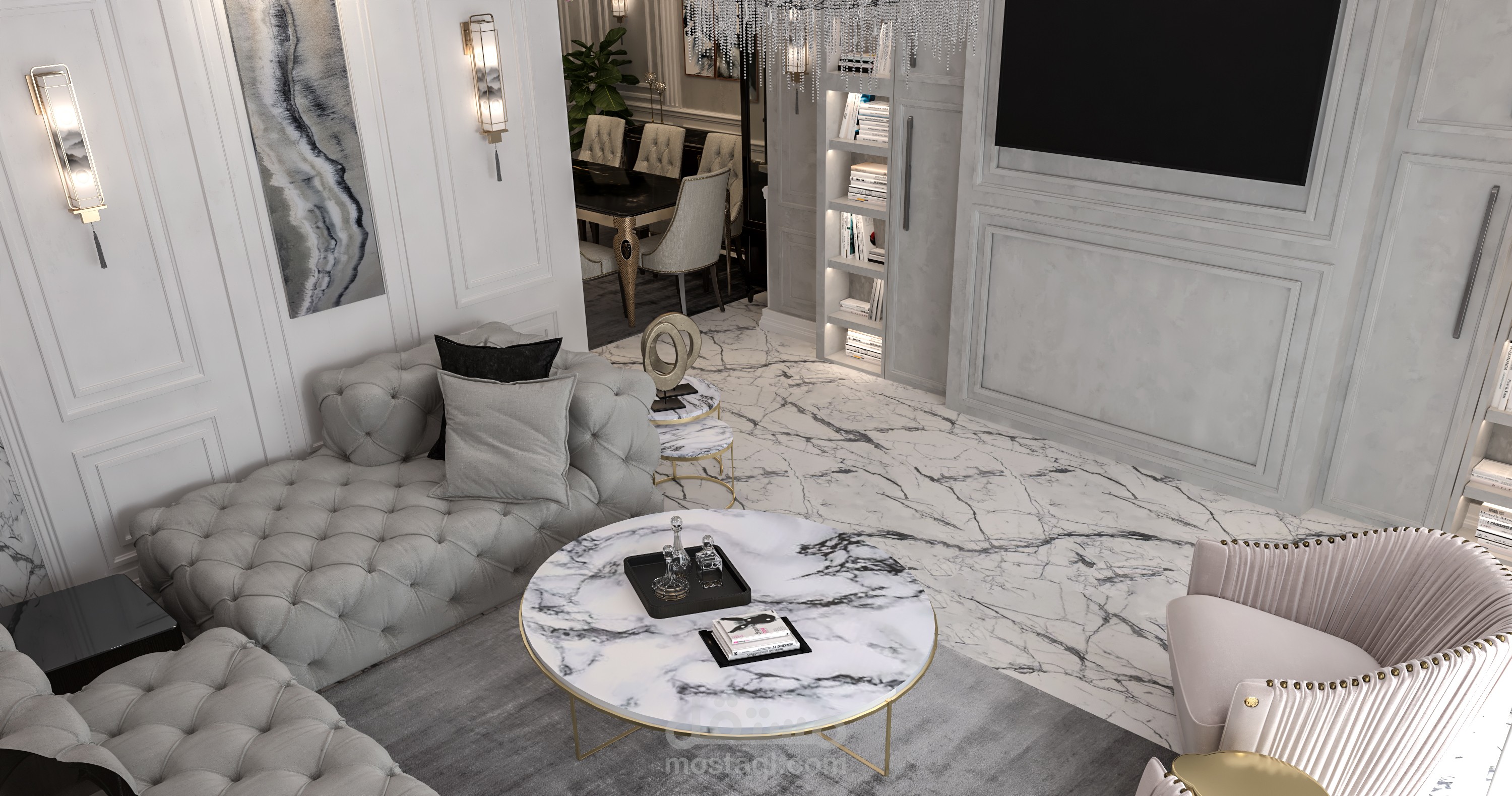 تصميم  living room  , طراز أرت ديكو  , قطر