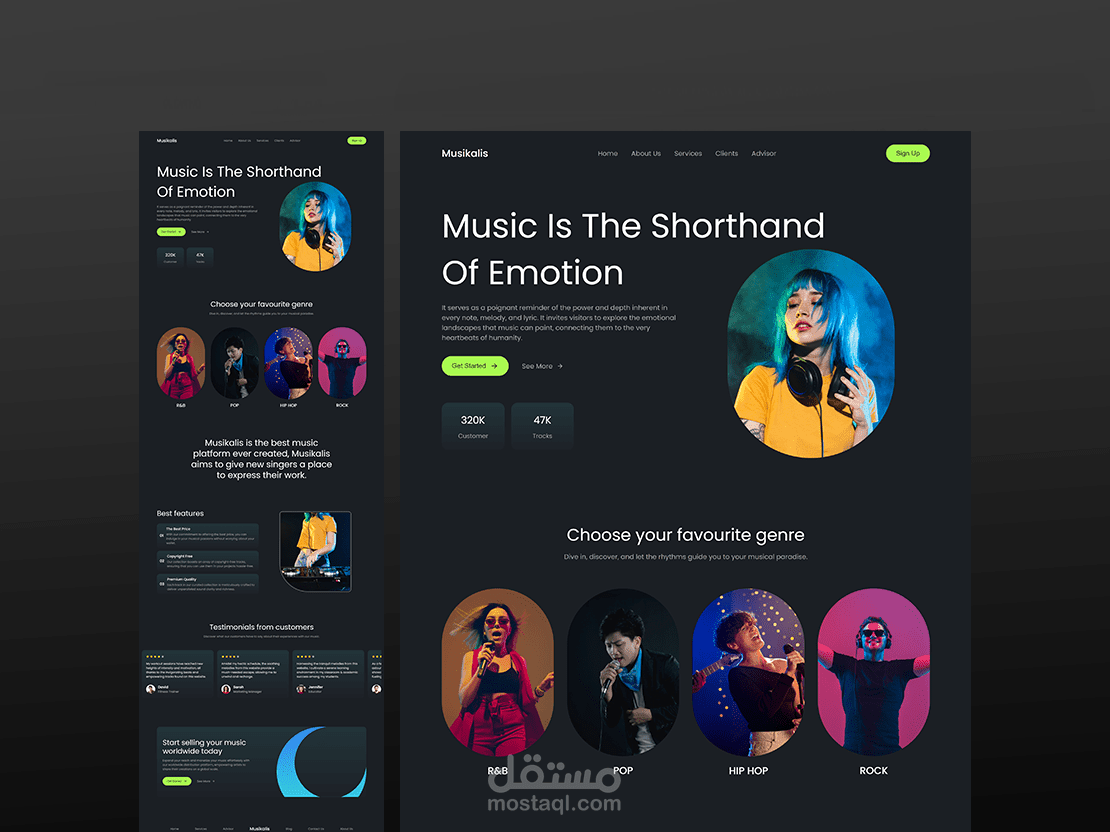 تطوير موقع موسيقى احترافي | Music Website Development