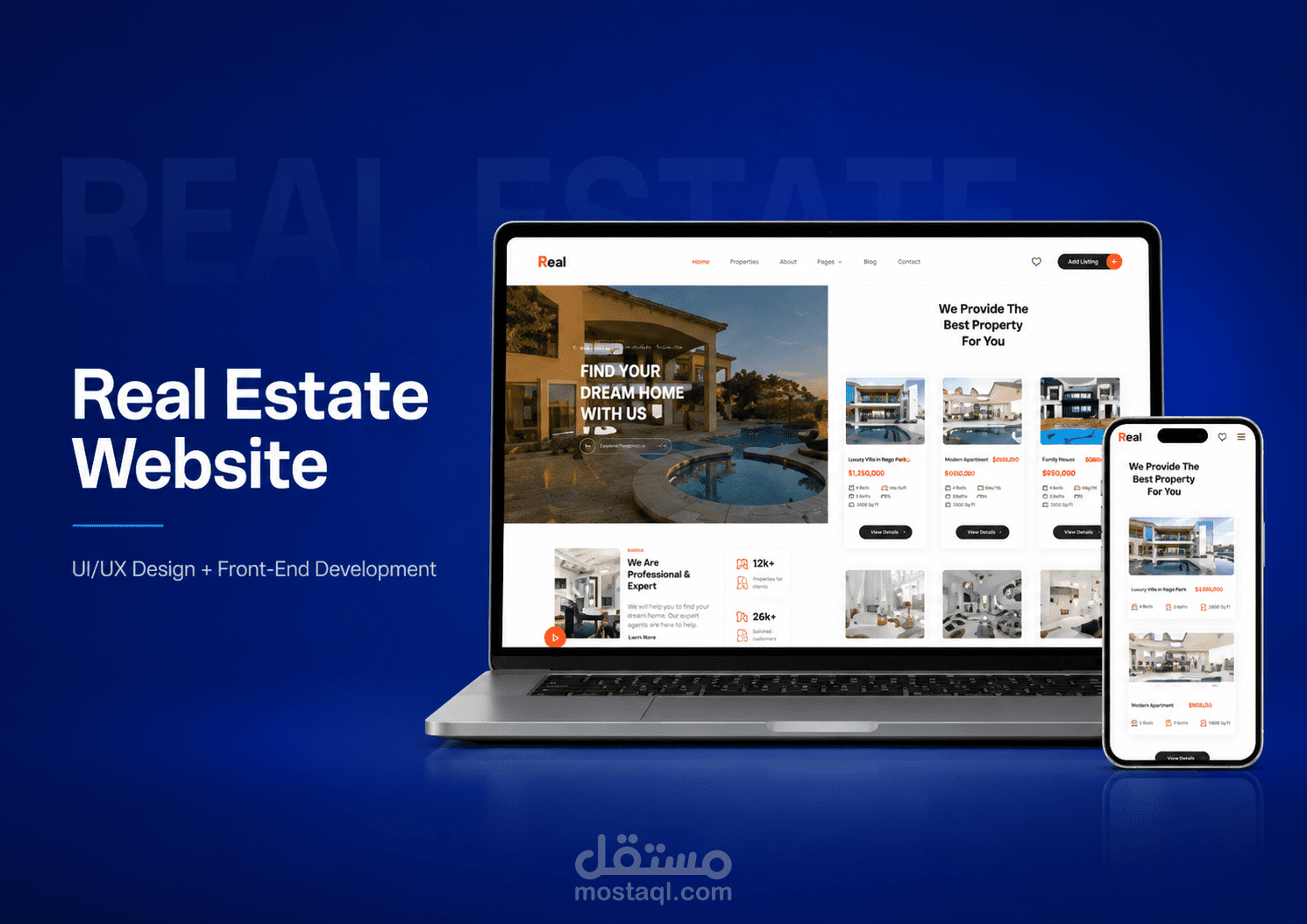 تصميم وتطوير موقع عقارات احترافي