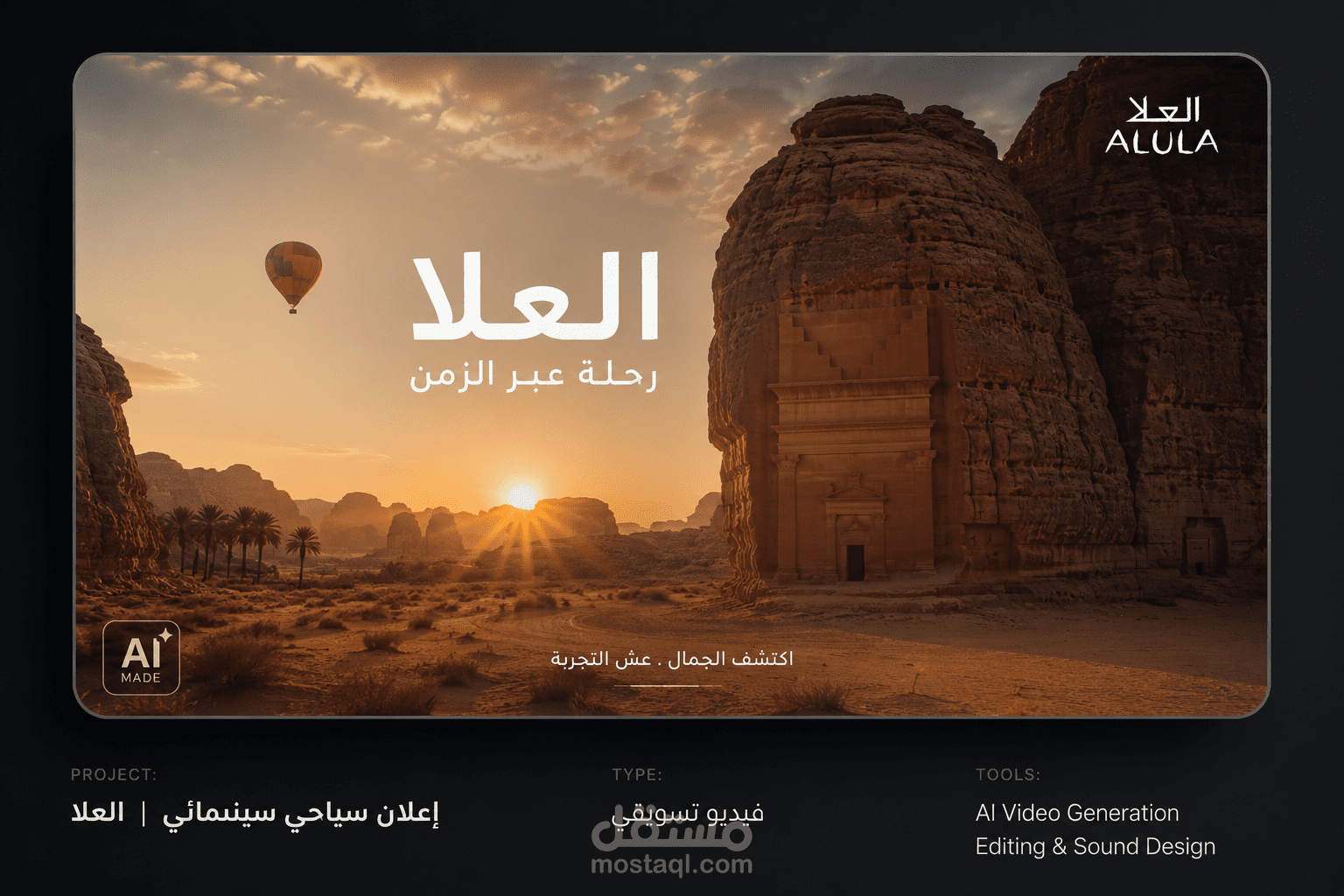 فيديو سياحي سينمائي بالذكاء الاصطناعي | العلا