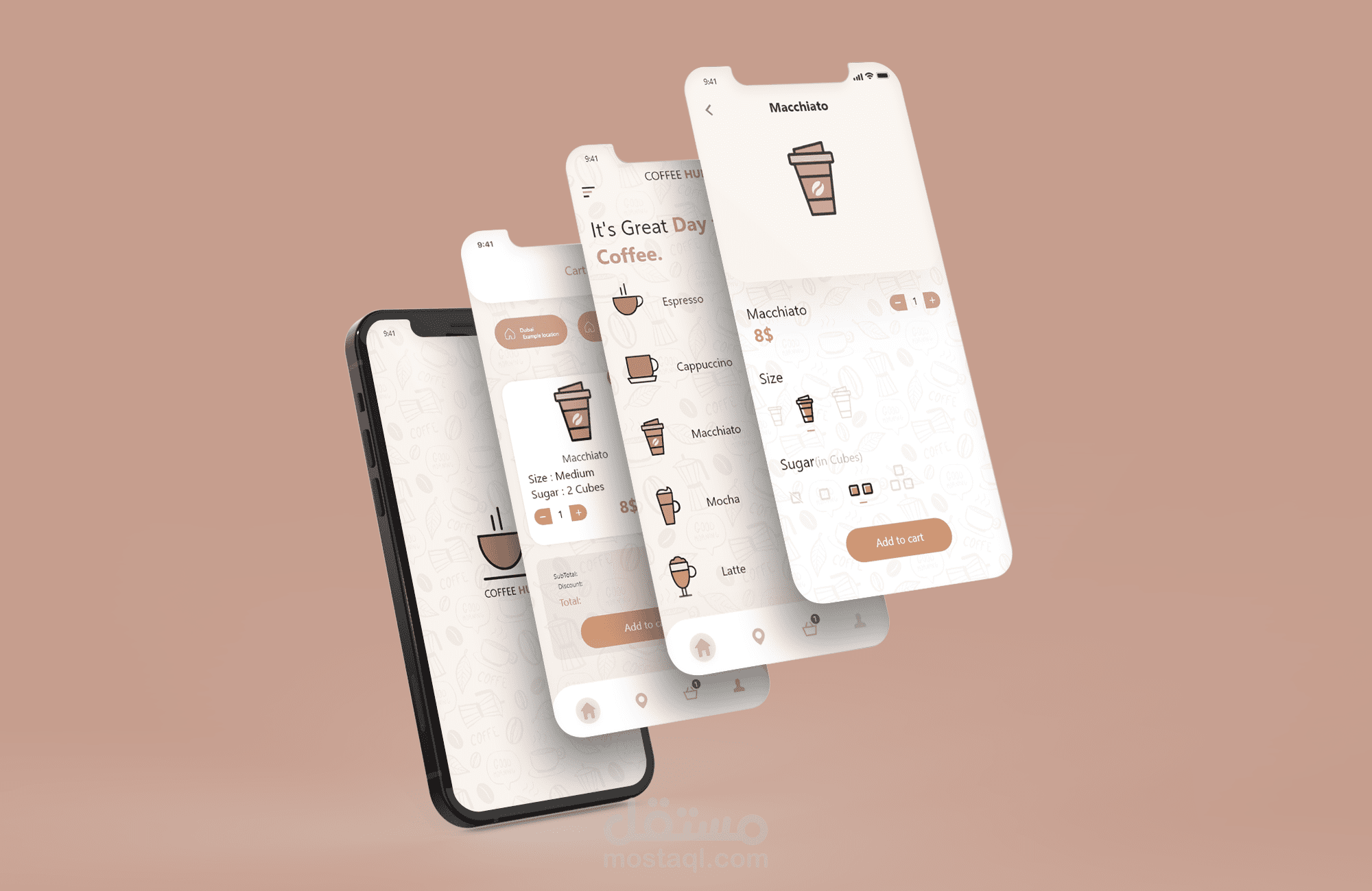 تصميم UI UX لتطبيق coffe