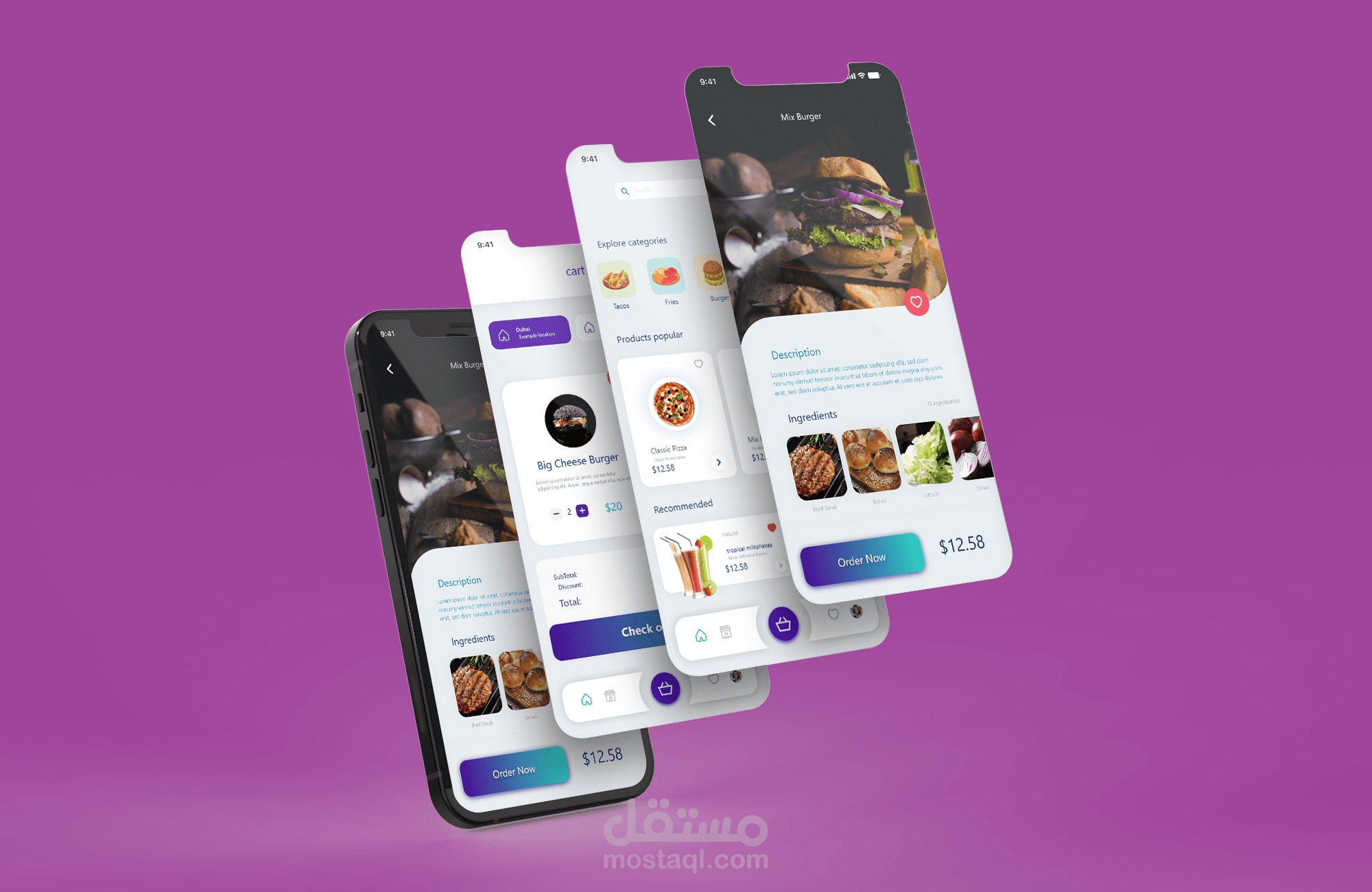 تصميم UI UX لتطبيق مطعم
