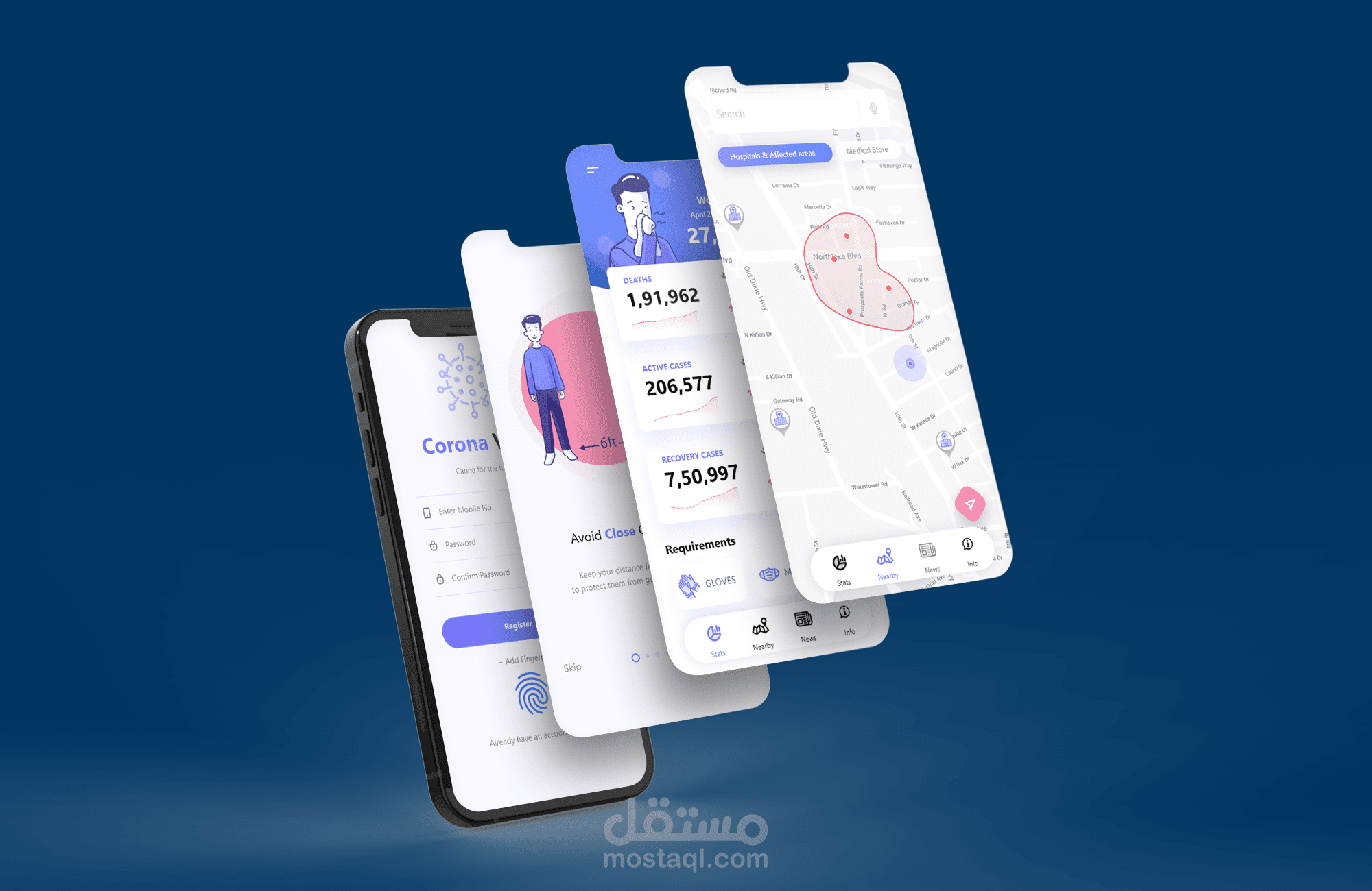 تصميم UI UX لتطبيق Covid-19