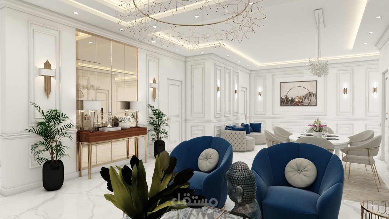 تصميم داخلي لصالة معيشة