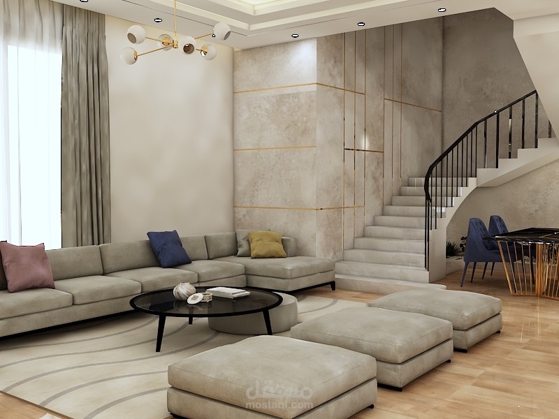 تصميم داخلي لصالة معيشة