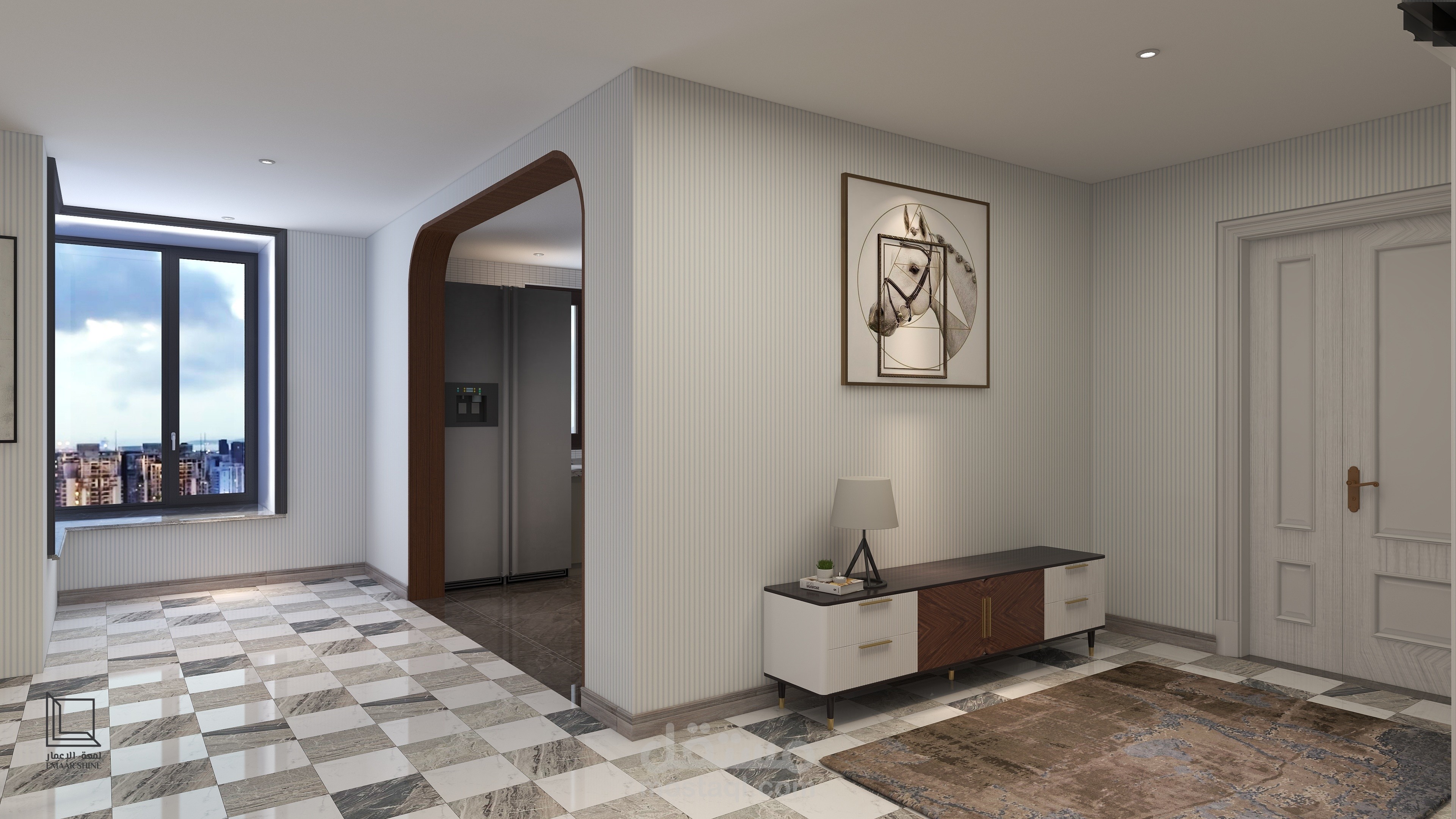 تصميم داخلي عصري وأنيق لمنطقة معيشة