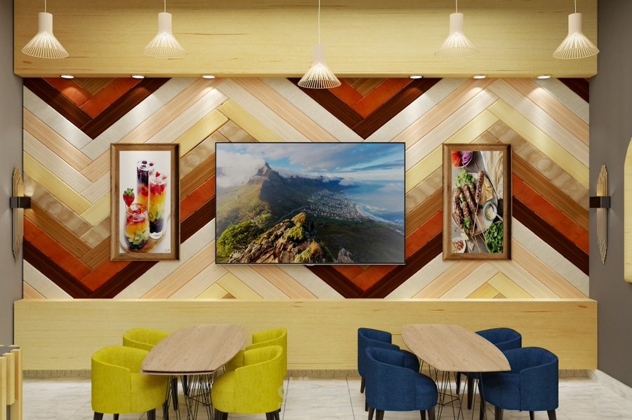 تصميم داخلي  و خارجي لمطعم و مقهي